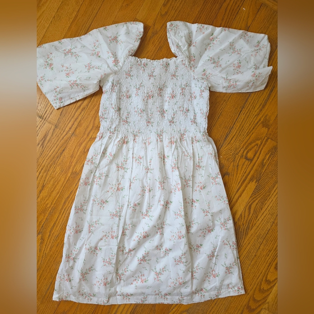 Hope & Henry Womens Floral White Midi Dress